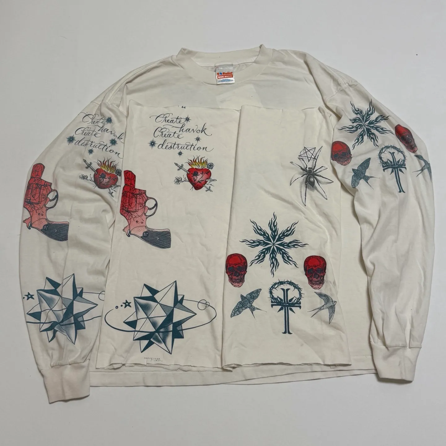 Printing proofing SAINT Mxxxxxx × Dr. Woo DW_LS TEE/TATTOO/WHT Dr.Woo joint model TATOO tattoo long sleeve off-white S-XL